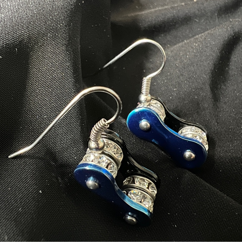 Item 30 - Blue and Black Mechanical Earrings